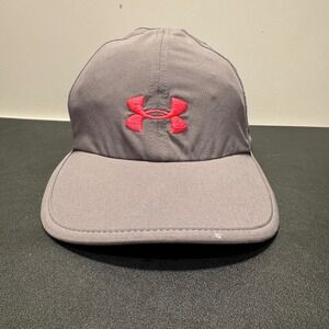 Under Armour Hat Cap Women OSFA Gray Pink Logo Running Cap Sporty Performance